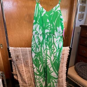 Lily Pulitzer Target xxl neon green white jump suit with pockets
